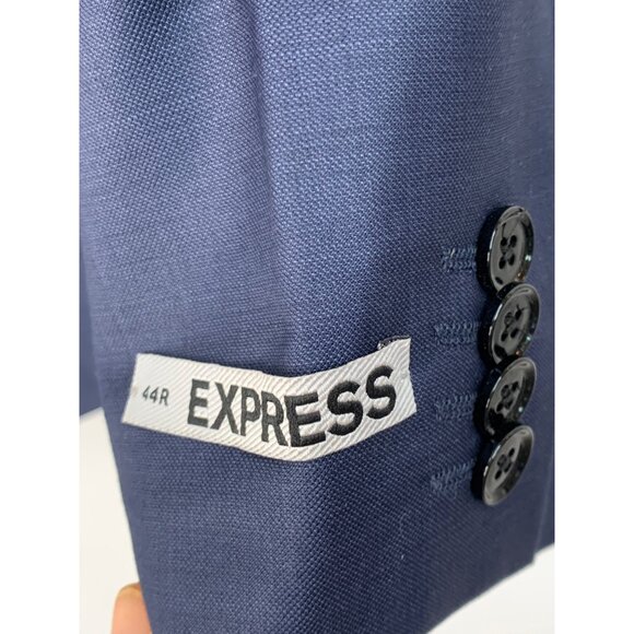 Express Fitted Blazer 44R Blue Wool NWT $328 Mens 2 Button Single Vent 7769 - Picture 9 of 10